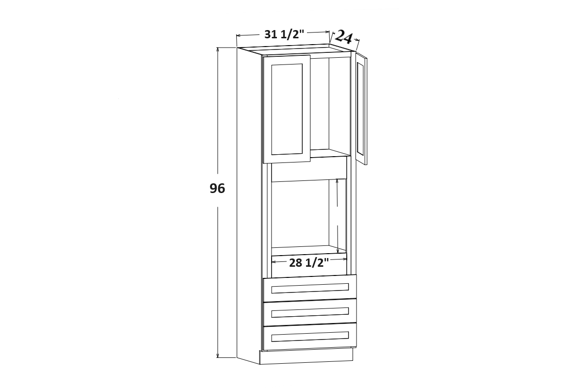 31.5"W x 96" Tall Oven Cabinet