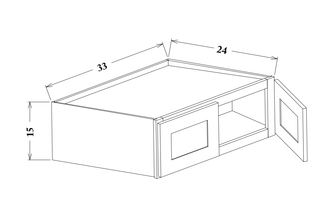 33" Wide x 15" Tall x 24" Deep