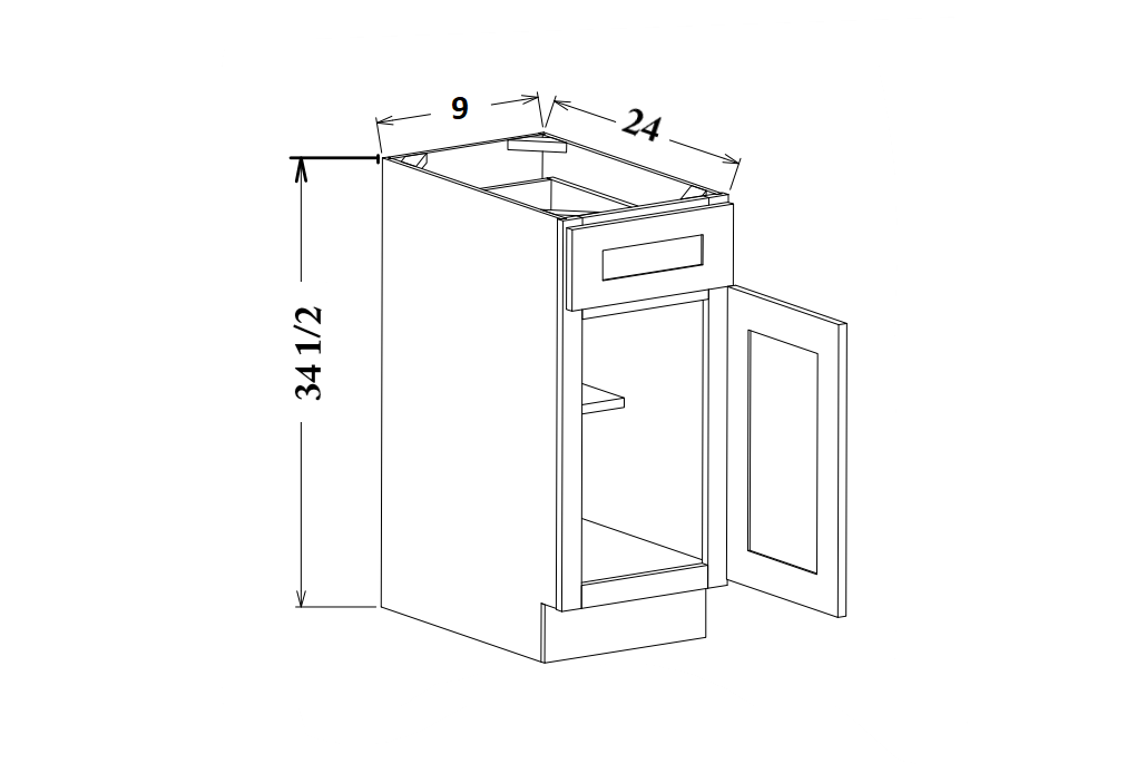 9" Wide Base Cabinet
