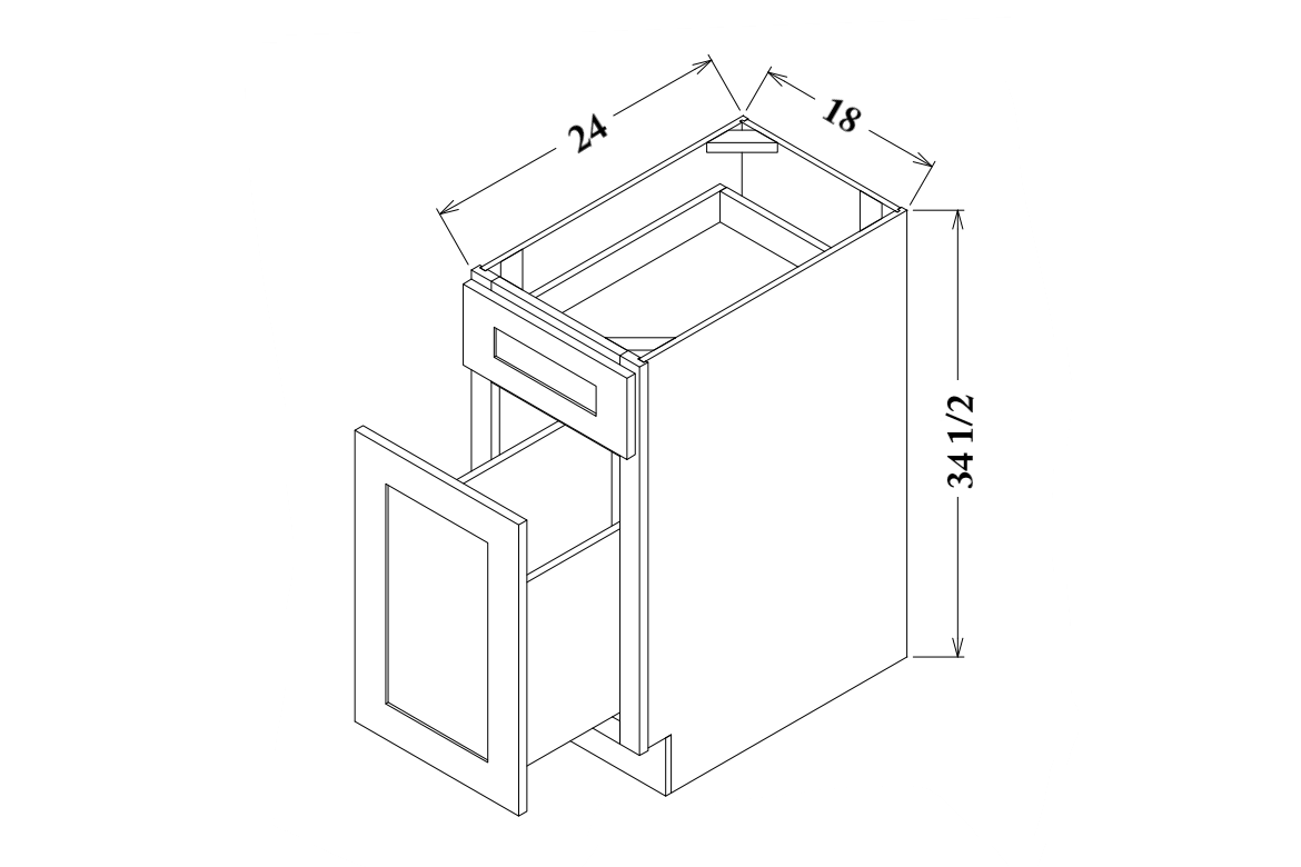 18" Wide Base Cabinet- Double Trash