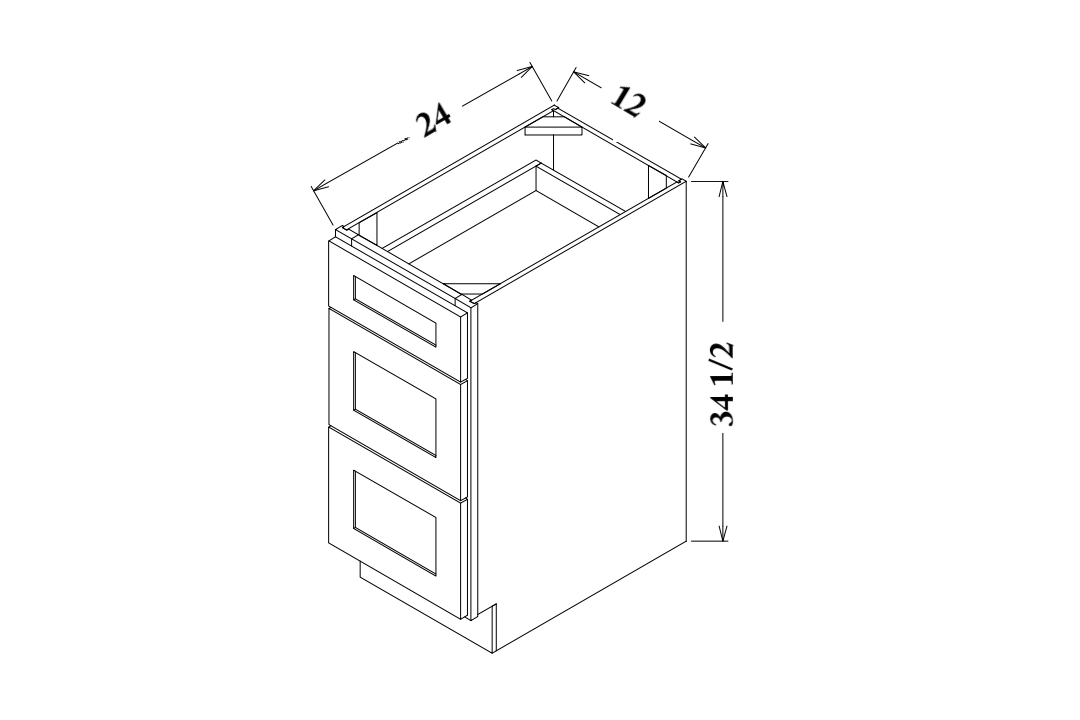 12" Wide Drawer Base Cabinet