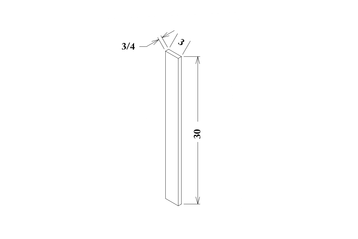 3" Wide x 30" Tall Base/Wall Filler