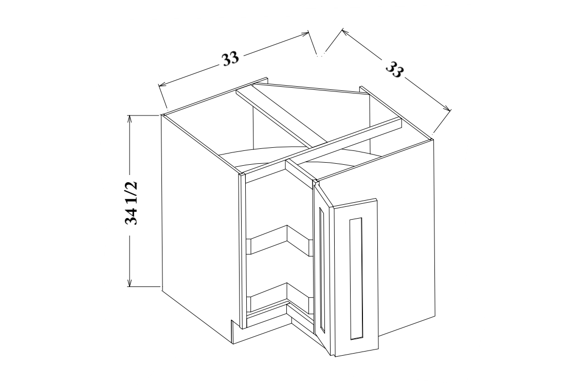 33" Wide Lazy Susan Base Corner Cabinet