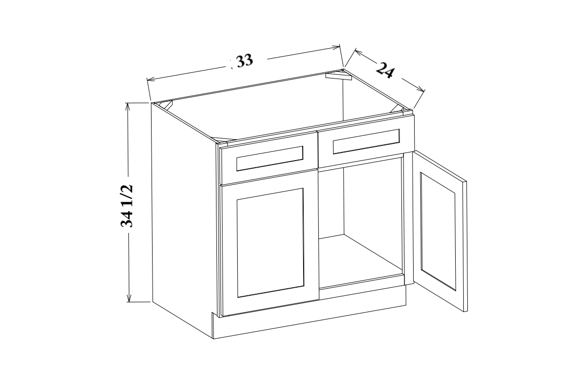 33" Wide Sink Base Cabinet