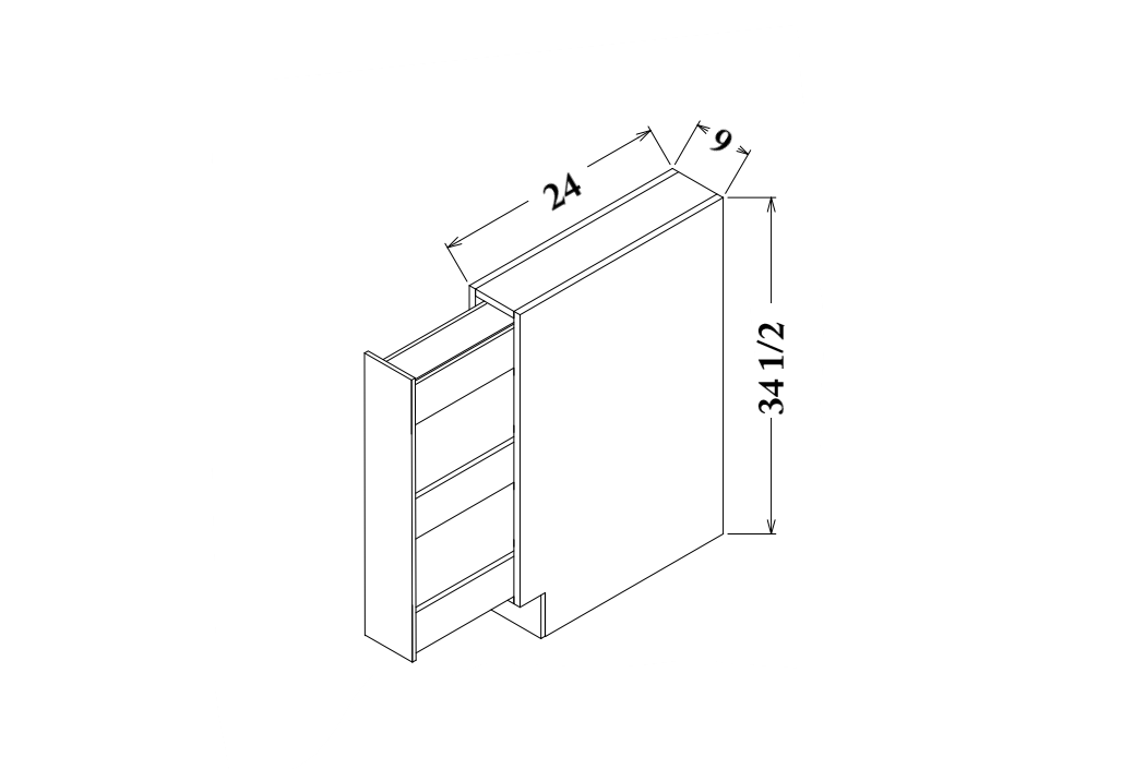 9" Wide Base, Spice Cabinet