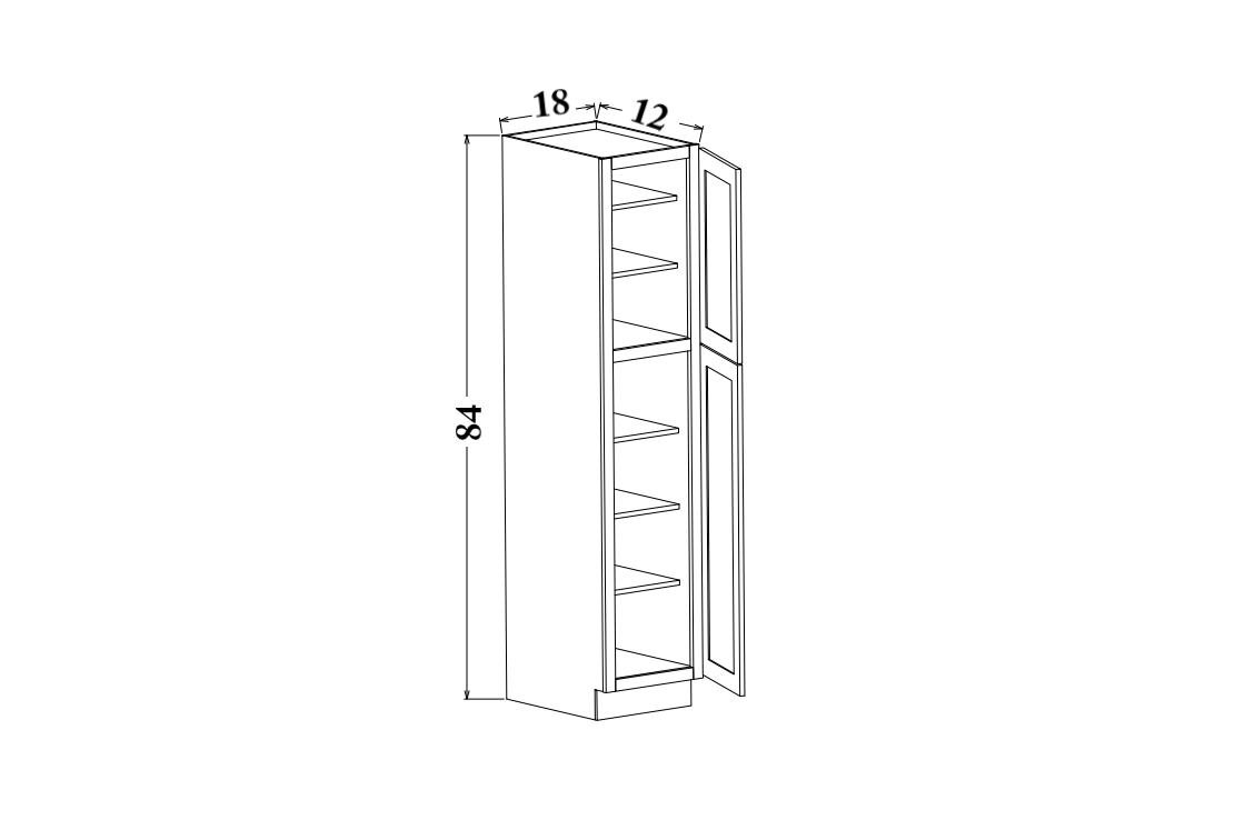 18" Wide x 84" Tall x 12" Deep Pantry Cabinet