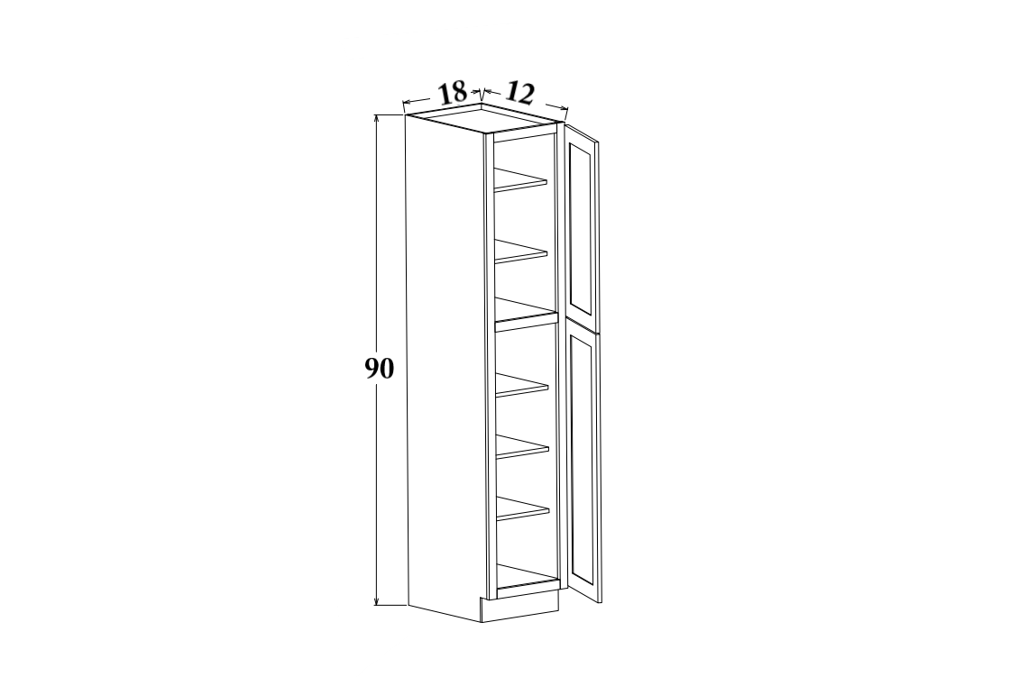 18" Wide x 90" Tall x 12" Deep Pantry Cabinet