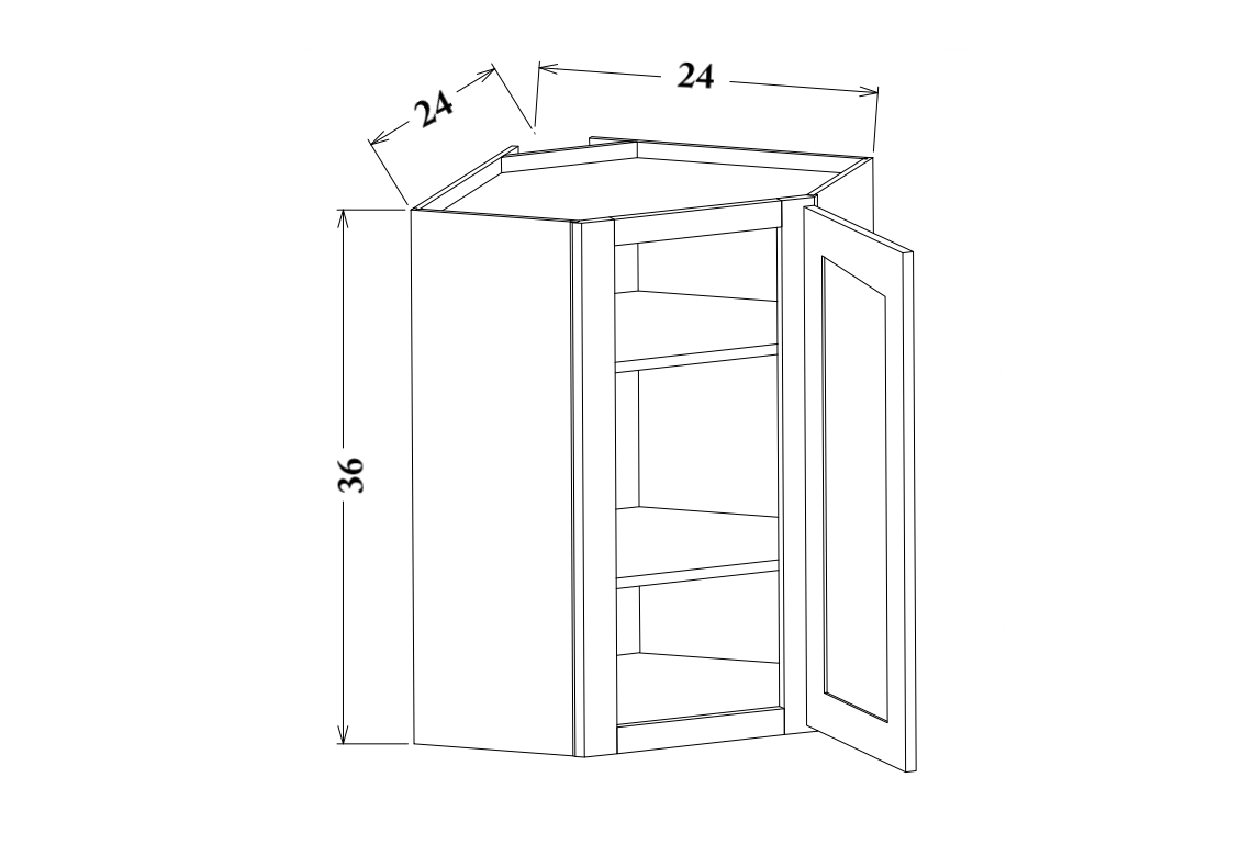 36" Tall Wall Diagonal Corner Cabinet