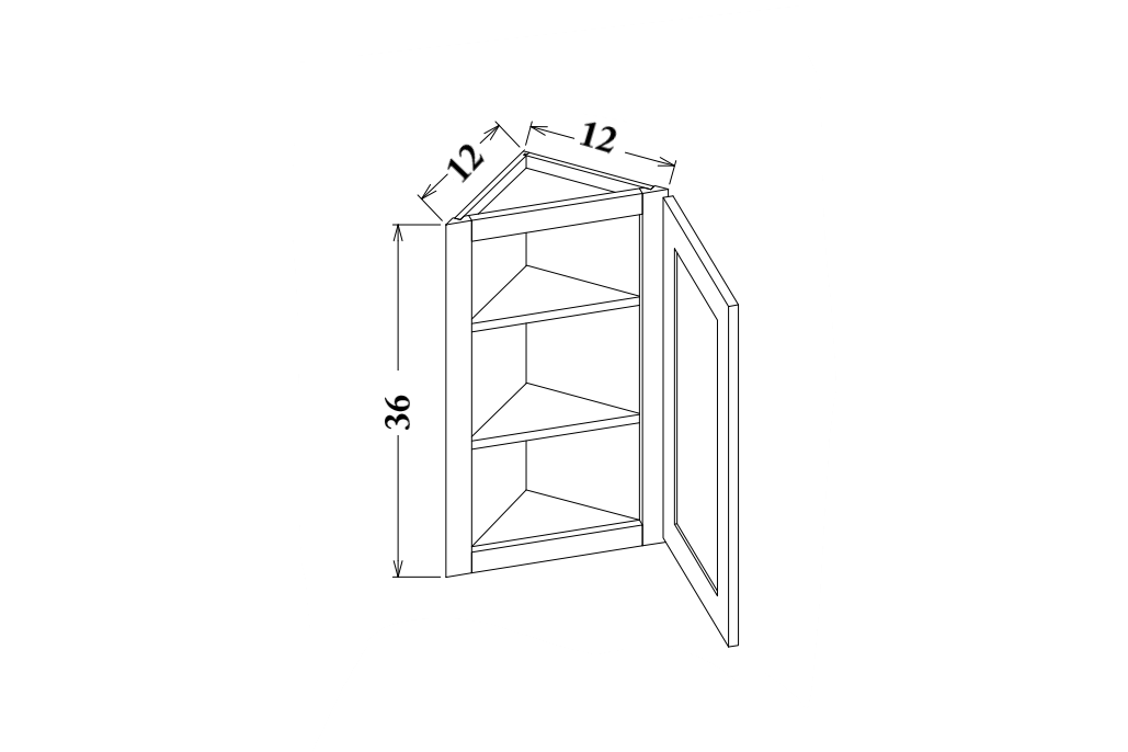 36" Tall Angle Wall Cabinet