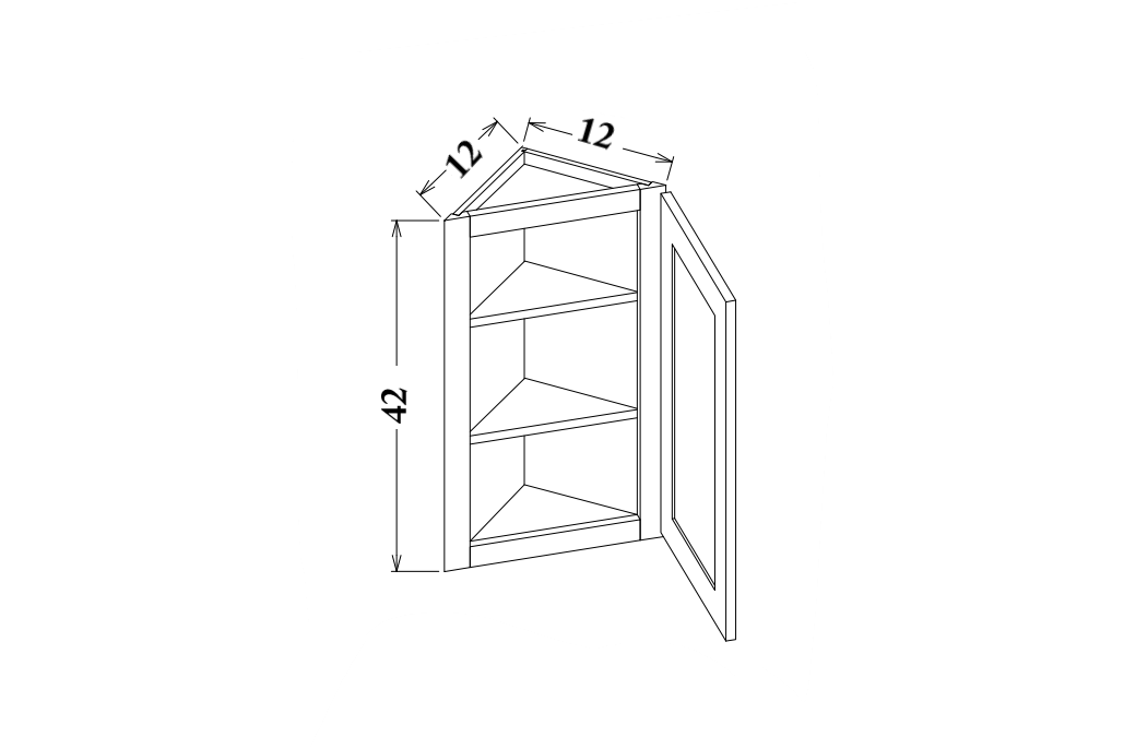 42" Tall Angle Wall Cabinet