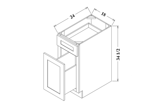 18" Wide Base Cabinet- Double Trash