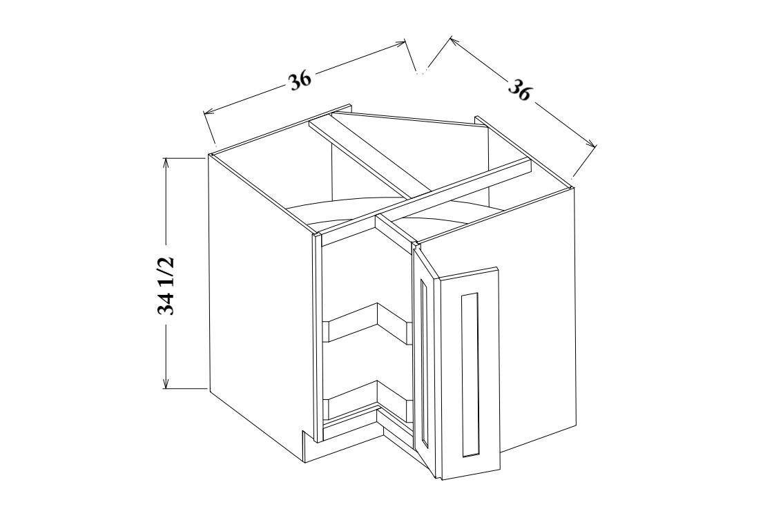 36" Wide Lazy Susan Base Corner Cabinet