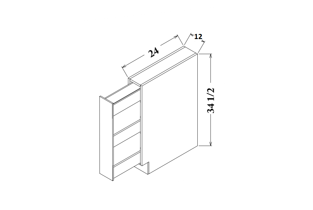 12" Wide Base, Spice Cabinet