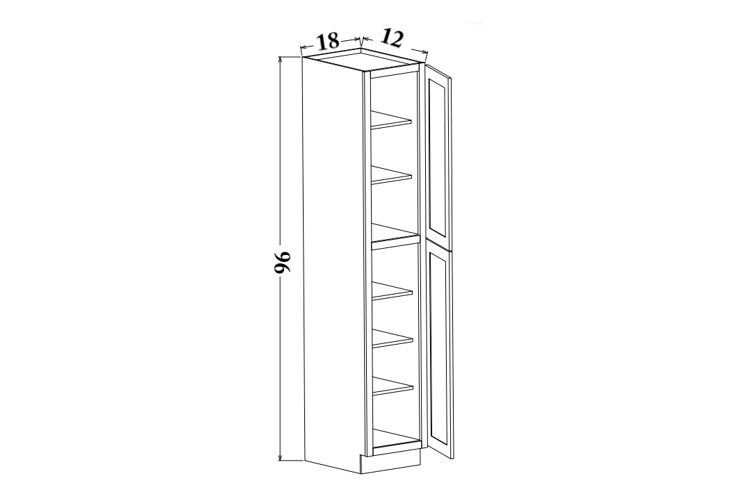 18" Wide x 96" Tall x 12" Deep Pantry Cabinet