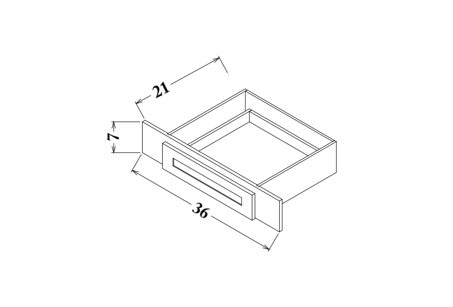 36" Wide x 7" Tall Knee Drawer