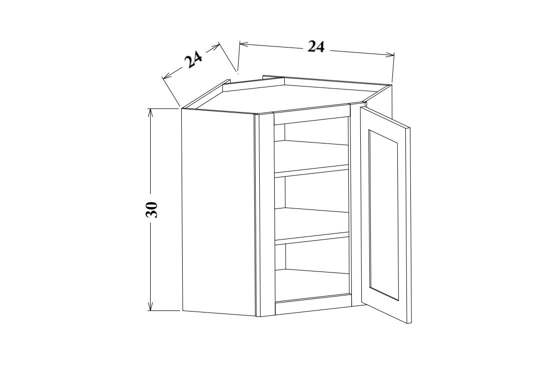 30" Tall Wall Diagonal Corner Cabinet