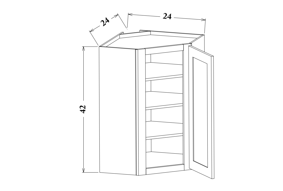 42" Tall Wall Diagonal Corner Cabinet